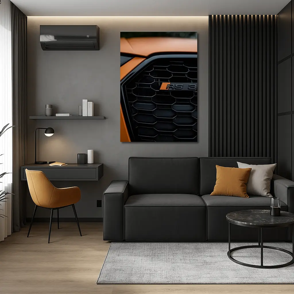 Audi RS3 Black Grille Close Up Orange – Wall Art