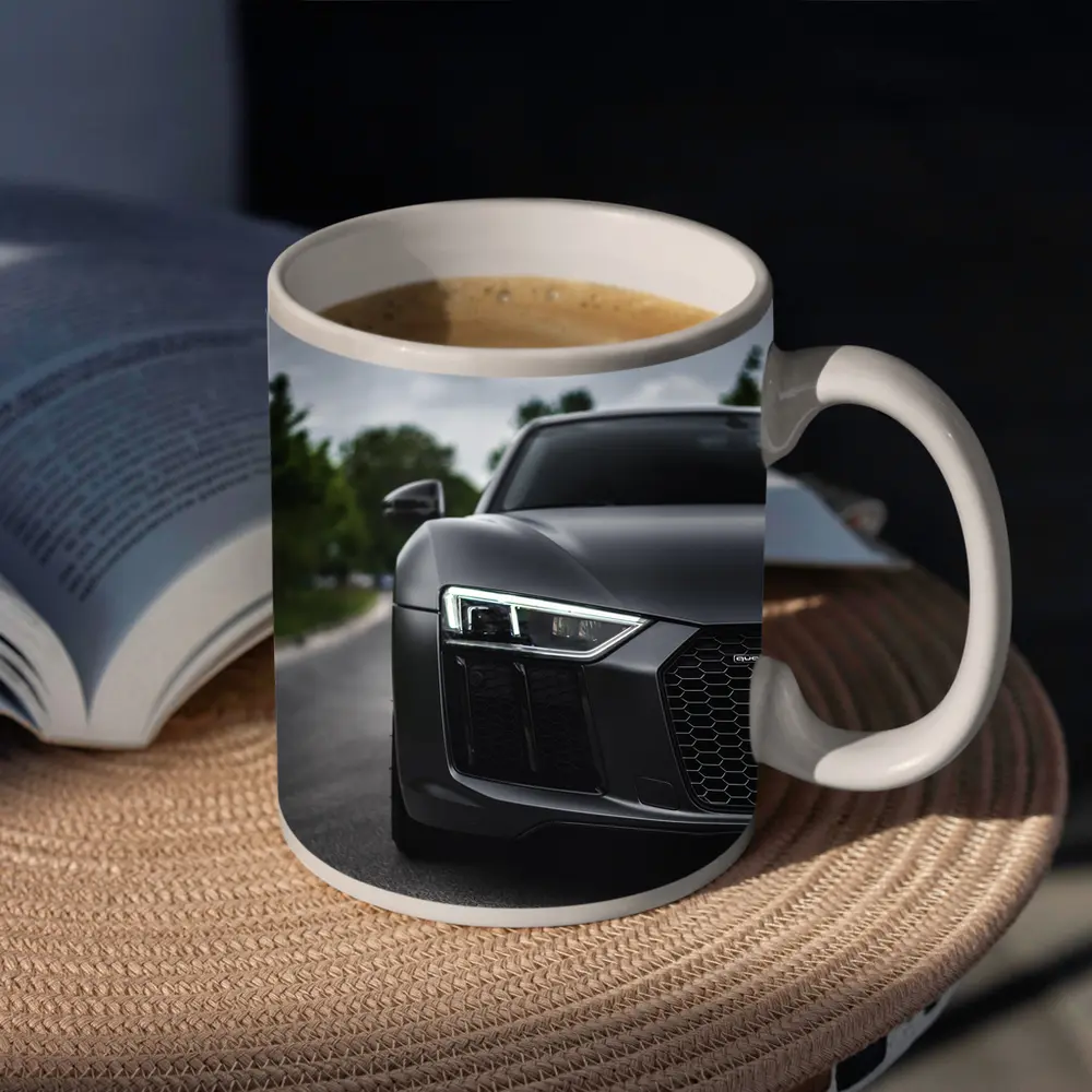 Audi R8 Matte Black Front Close Up – Mugs
