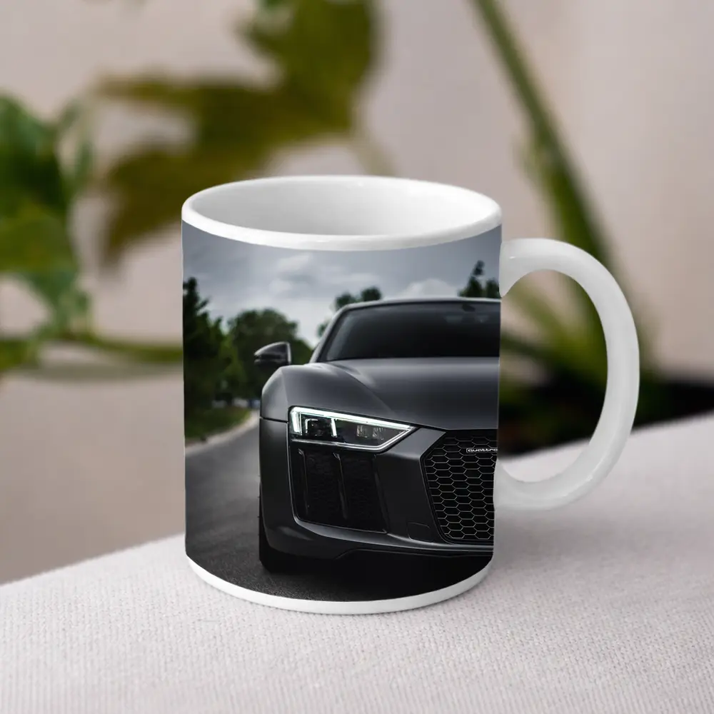 Audi R8 Matte Black Front Close Up – Mugs