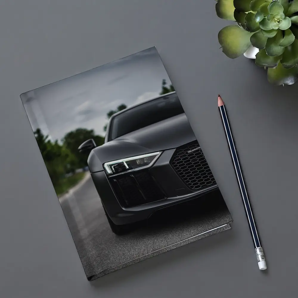 Audi R8 Matte Black Front Close Up – Notebooks