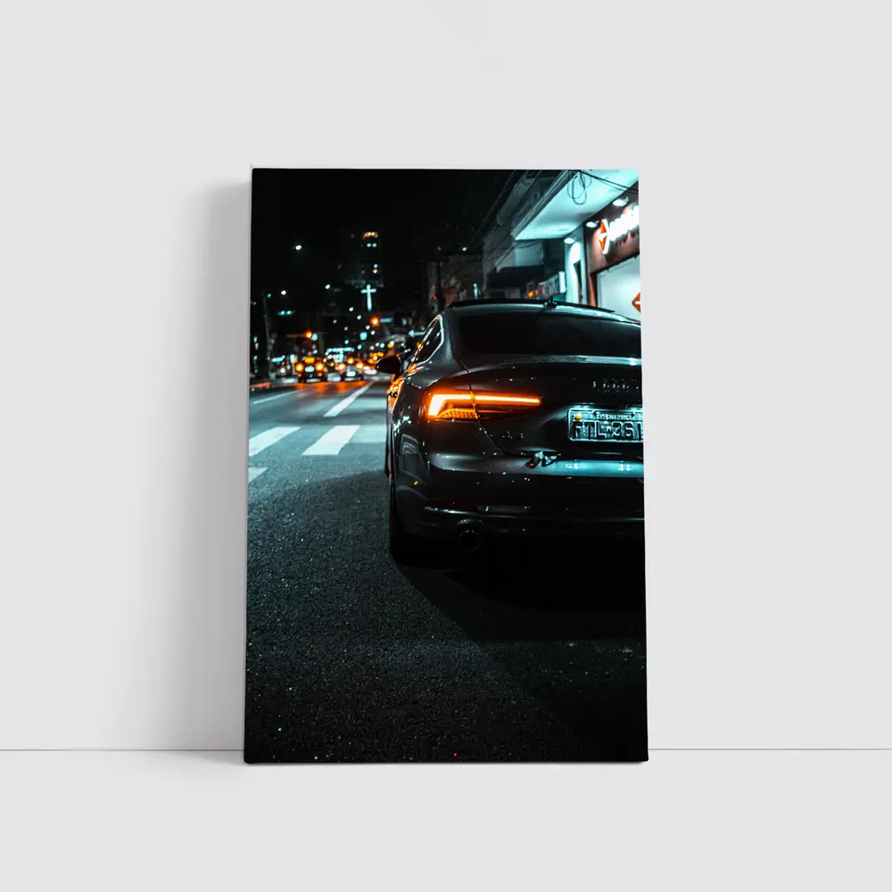 Audi A7 Black Rear City Night Street – Wall Art