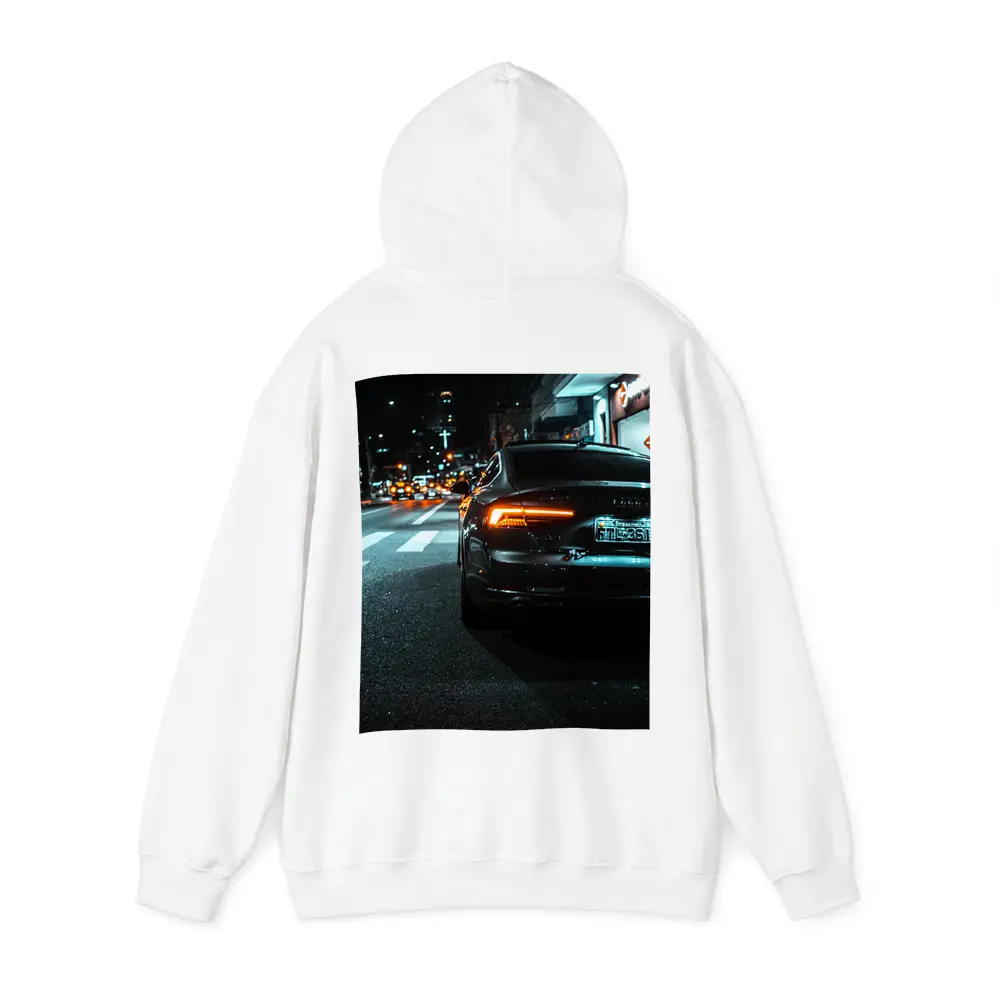 Audi A7 Black Rear City Night Street – Hoodies
