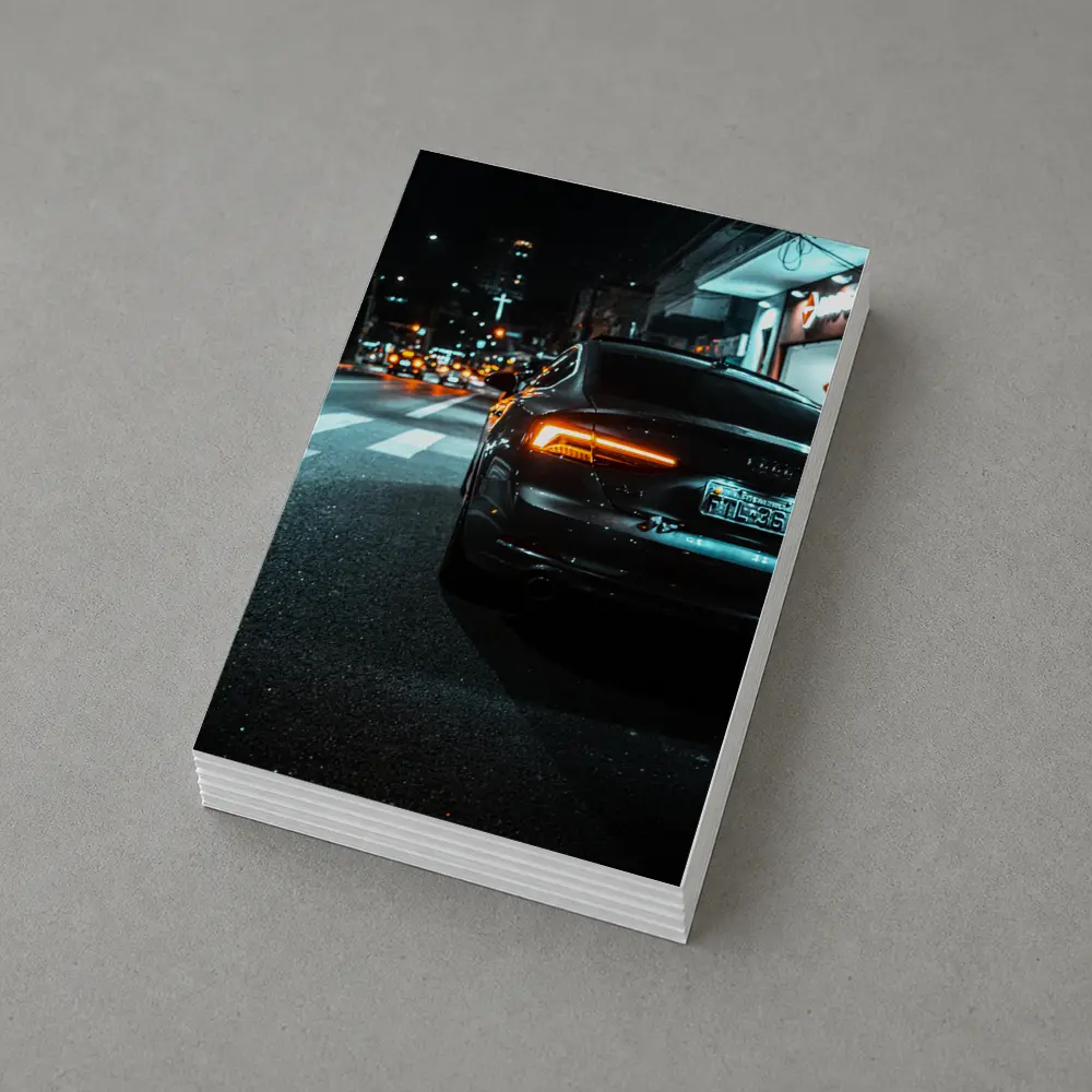 Audi A7 Black Rear City Night Street – Postcards