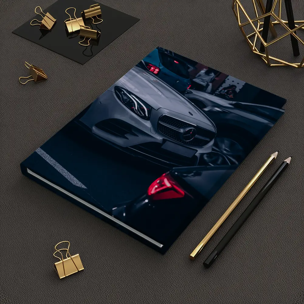 Mercedes E Class Silver Car Dark Street – Notebooks