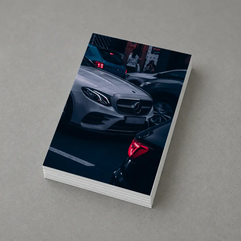 Mercedes E Class Silver Car Dark Street – Postcards