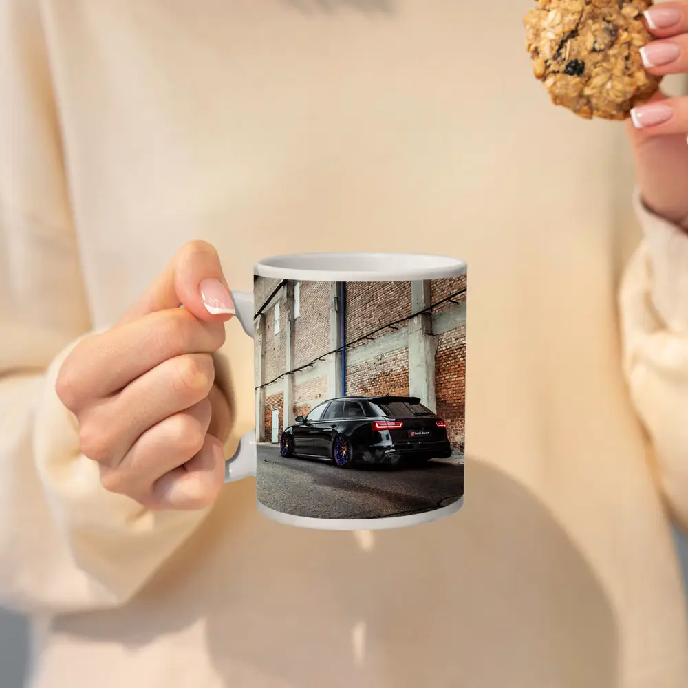 Audi RS6 Black Wagon Urban Street Scene – Mugs