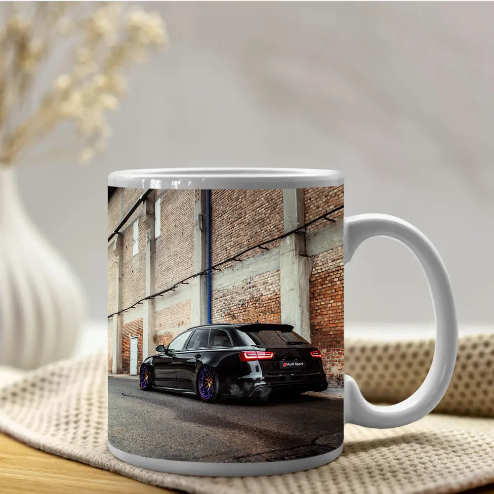 Audi RS6 Black Wagon Urban Street Scene – Mugs