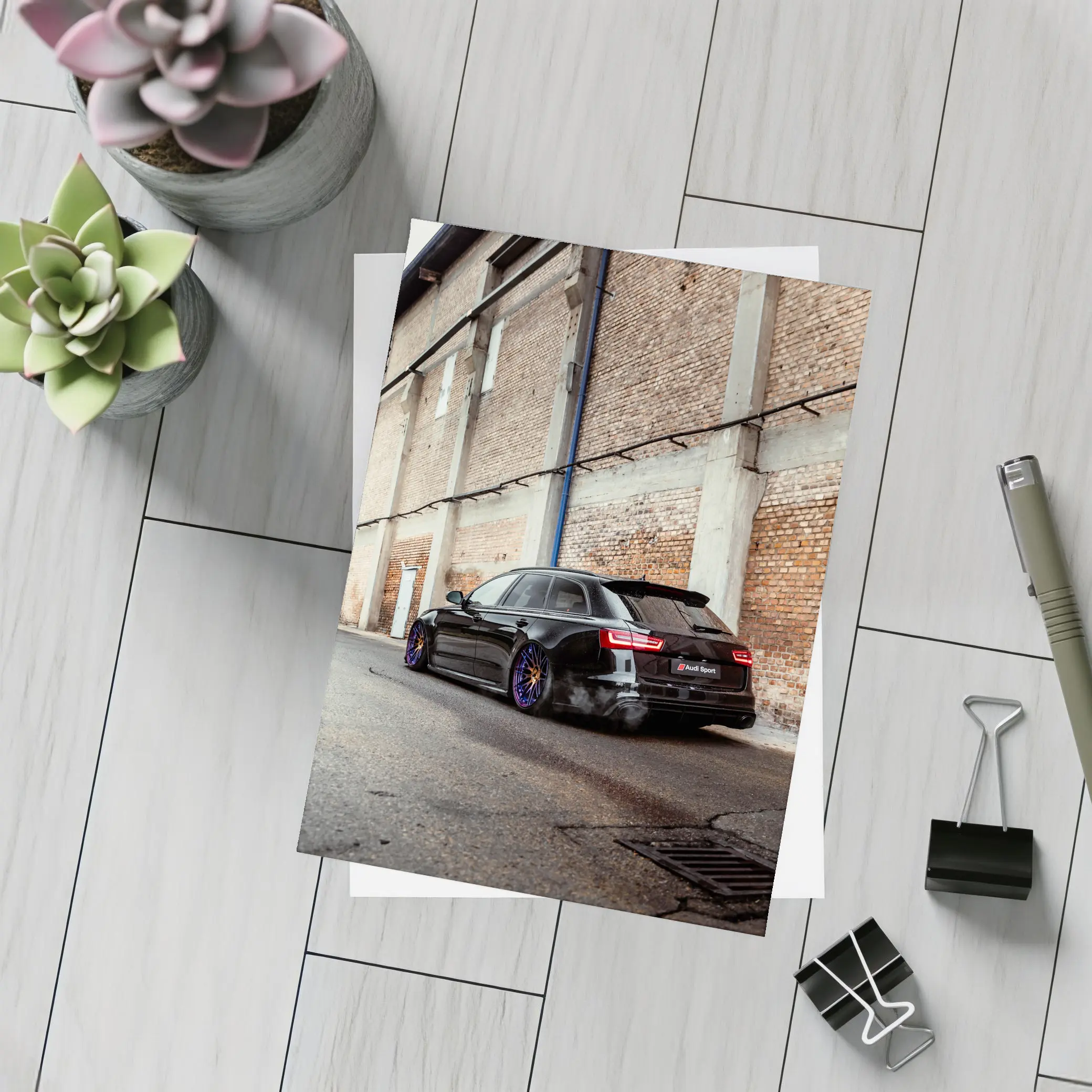 Audi RS6 Black Wagon Urban Street Scene – Postcards