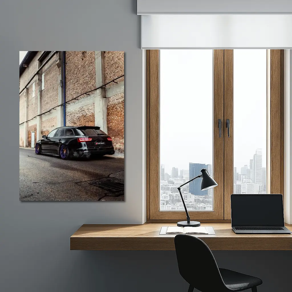 Audi RS6 Black Wagon Urban Street Scene – Wall Art