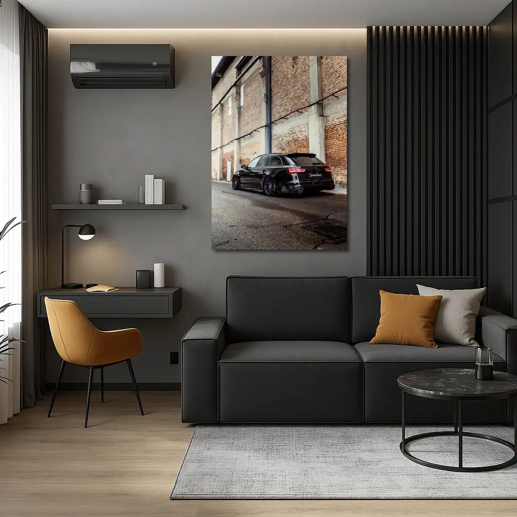 Audi RS6 Black Wagon Urban Street Scene – Wall Art