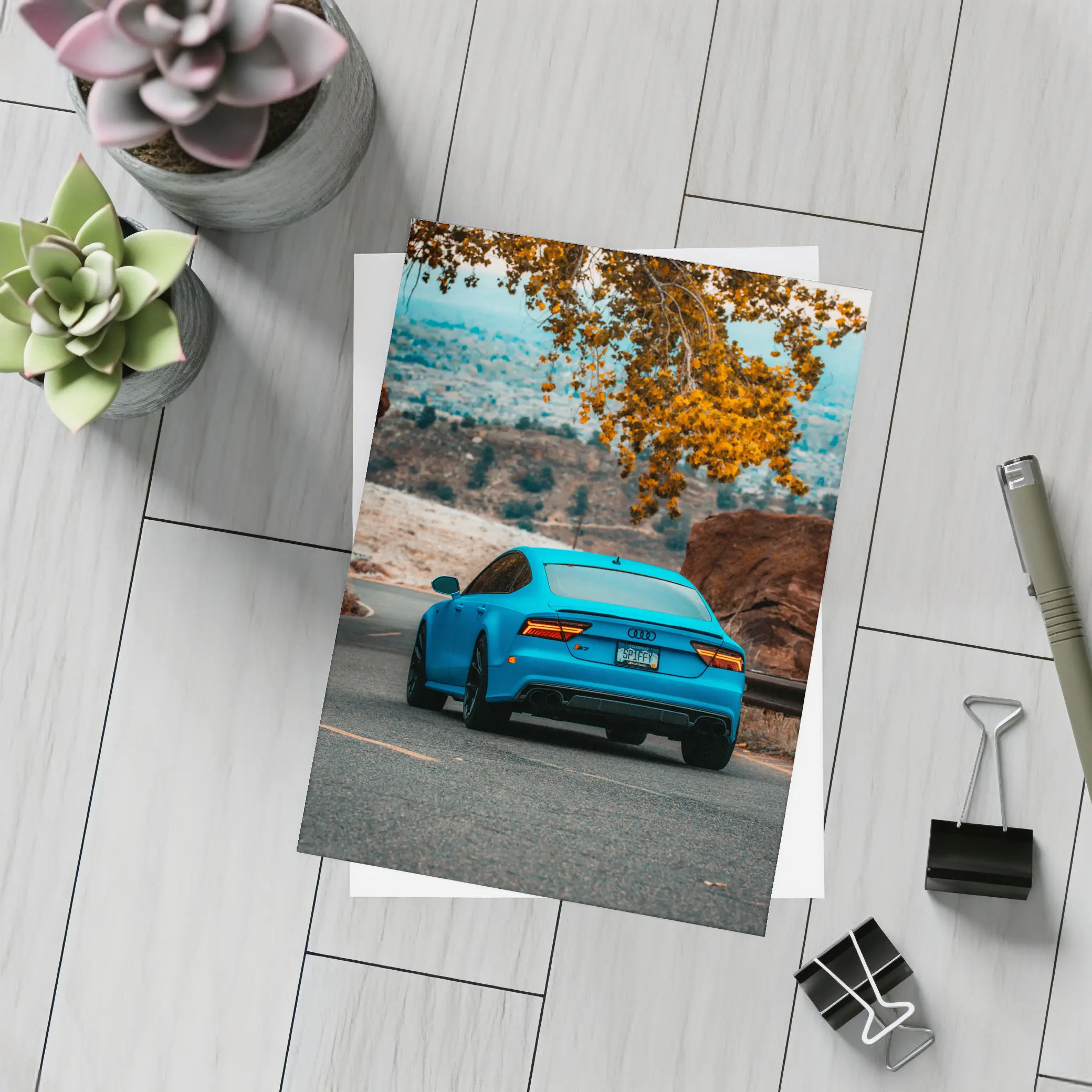 Audi RS7 Blue Matte Mountain Road Shot – Postcards
