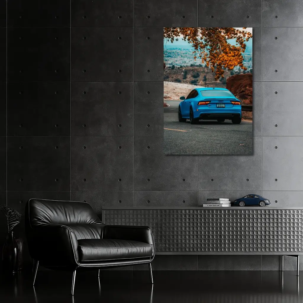 Audi RS7 Blue Matte Mountain Road Shot – Wall Art