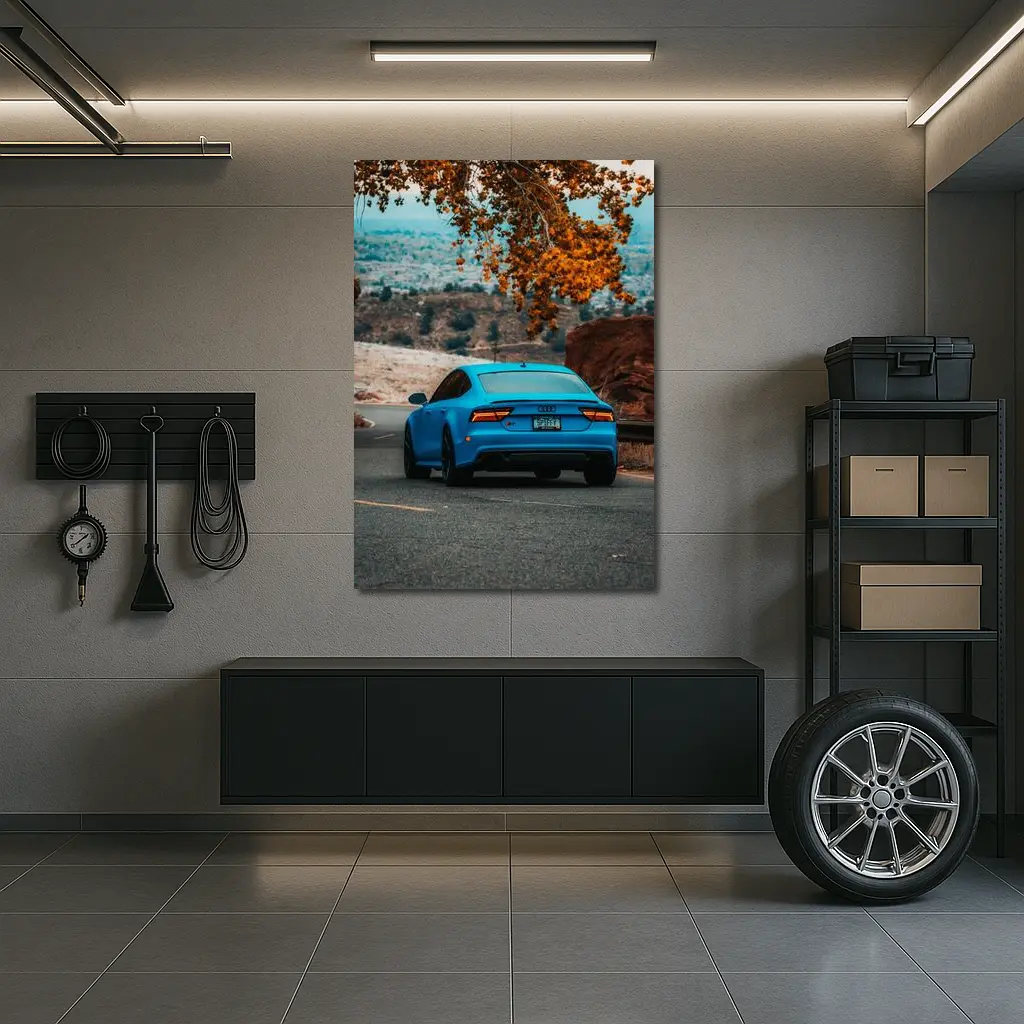 Audi RS7 Blue Matte Mountain Road Shot – Wall Art