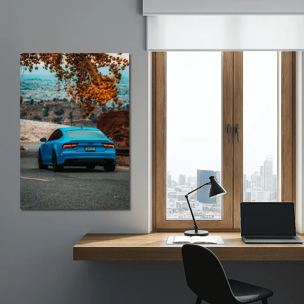 Audi RS7 Blue Matte Mountain Road Shot – Wall Art