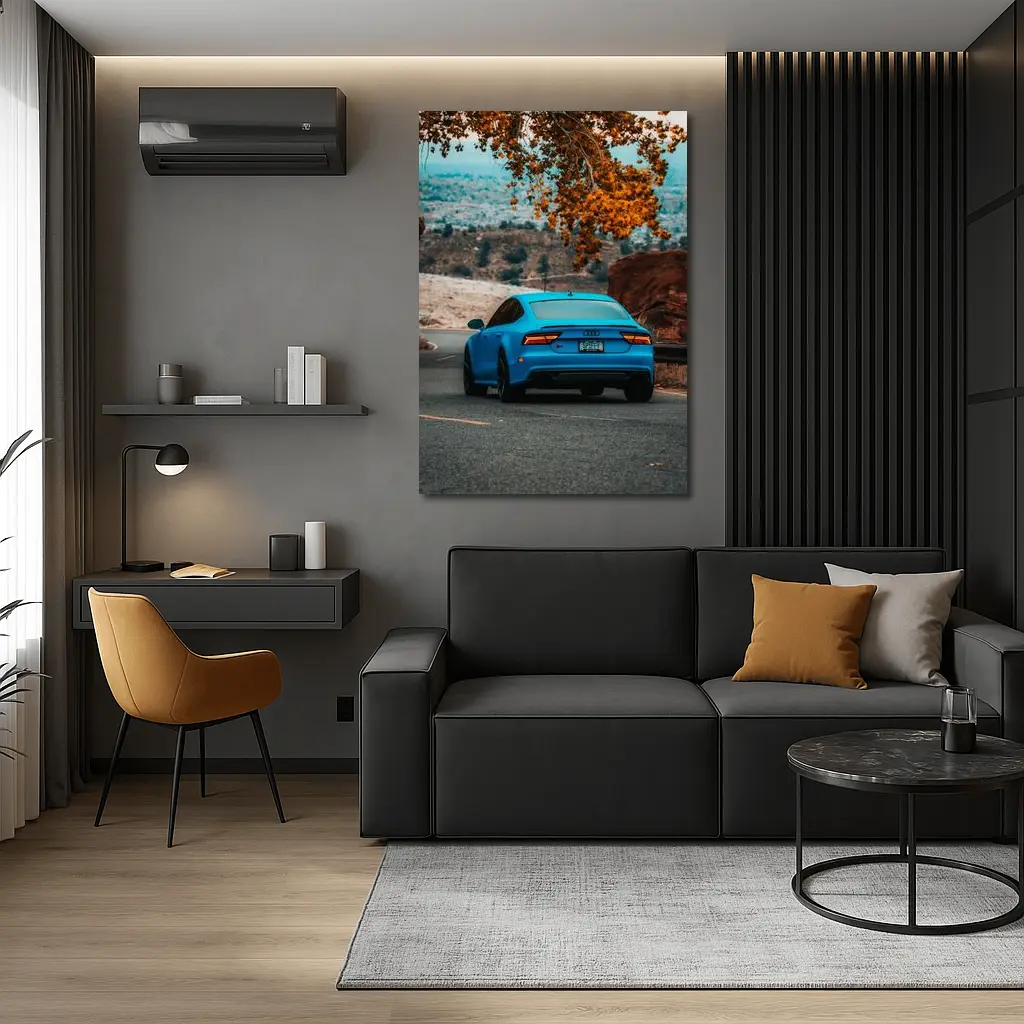 Audi RS7 Blue Matte Mountain Road Shot – Wall Art