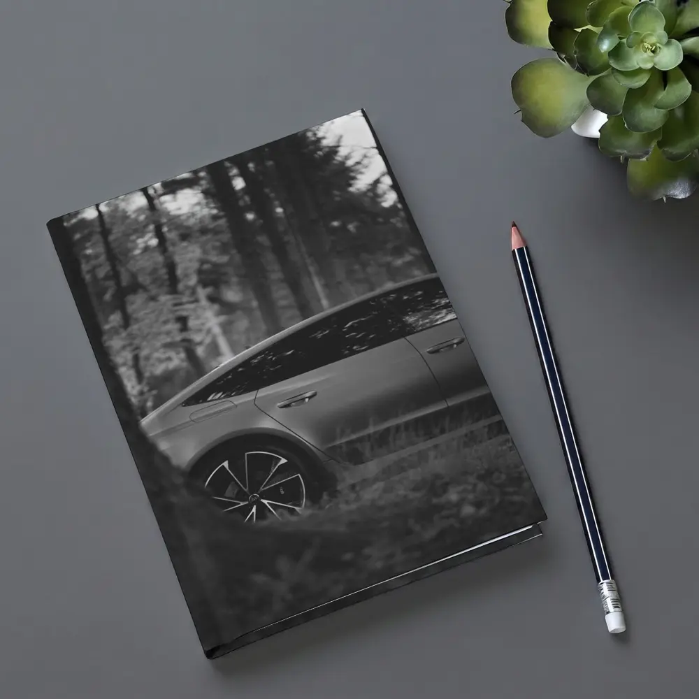 Tesla Model Y Black and White Forest – Notebooks