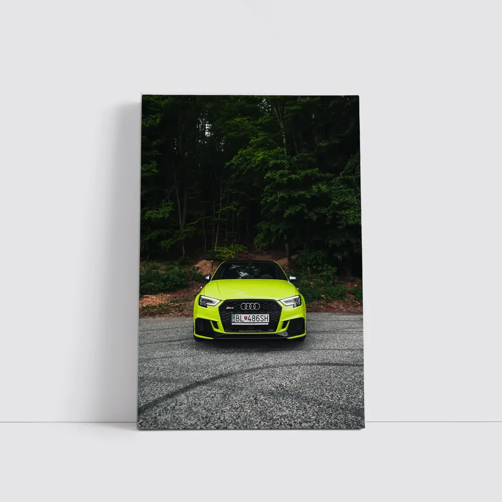 Audi RS3 Neon Green Front Forest Road – Wall Art