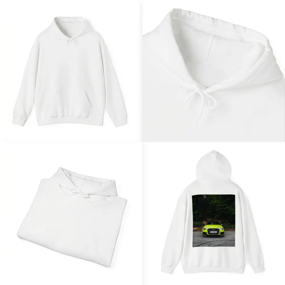 Audi RS3 Neon Green Front Forest Road – Hoodies