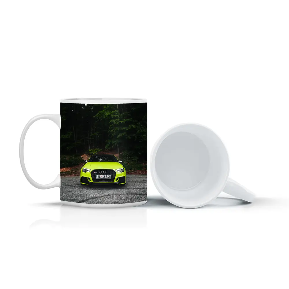 Audi RS3 Neon Green Front Forest Road – Mugs