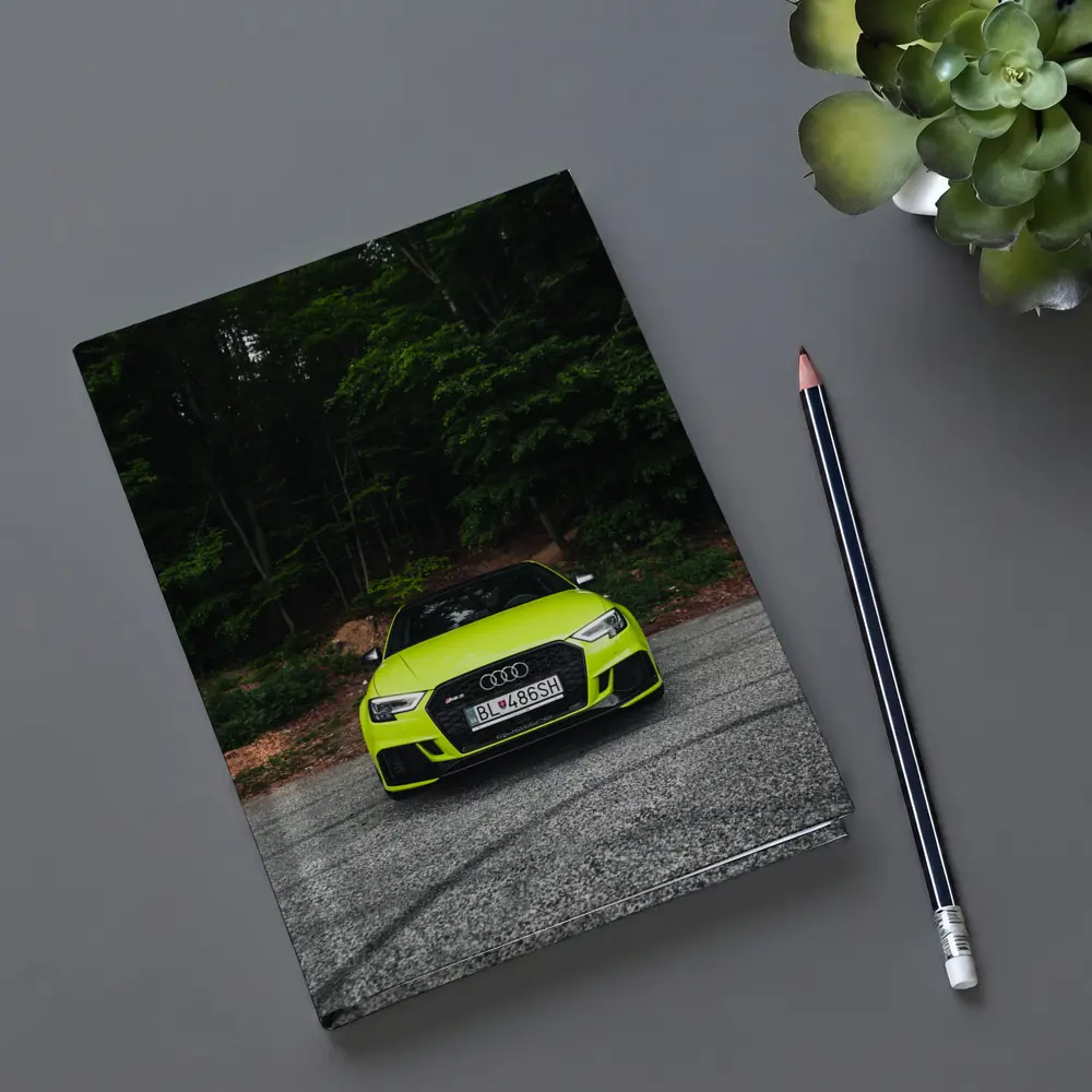 Audi RS3 Neon Green Front Forest Road – Notebooks