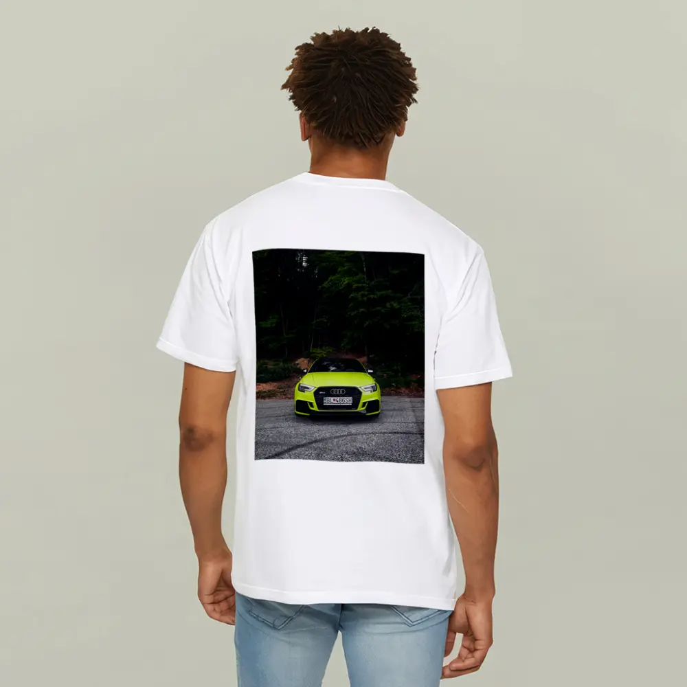 Audi RS3 Neon Green Front Forest Road – T-Shirts