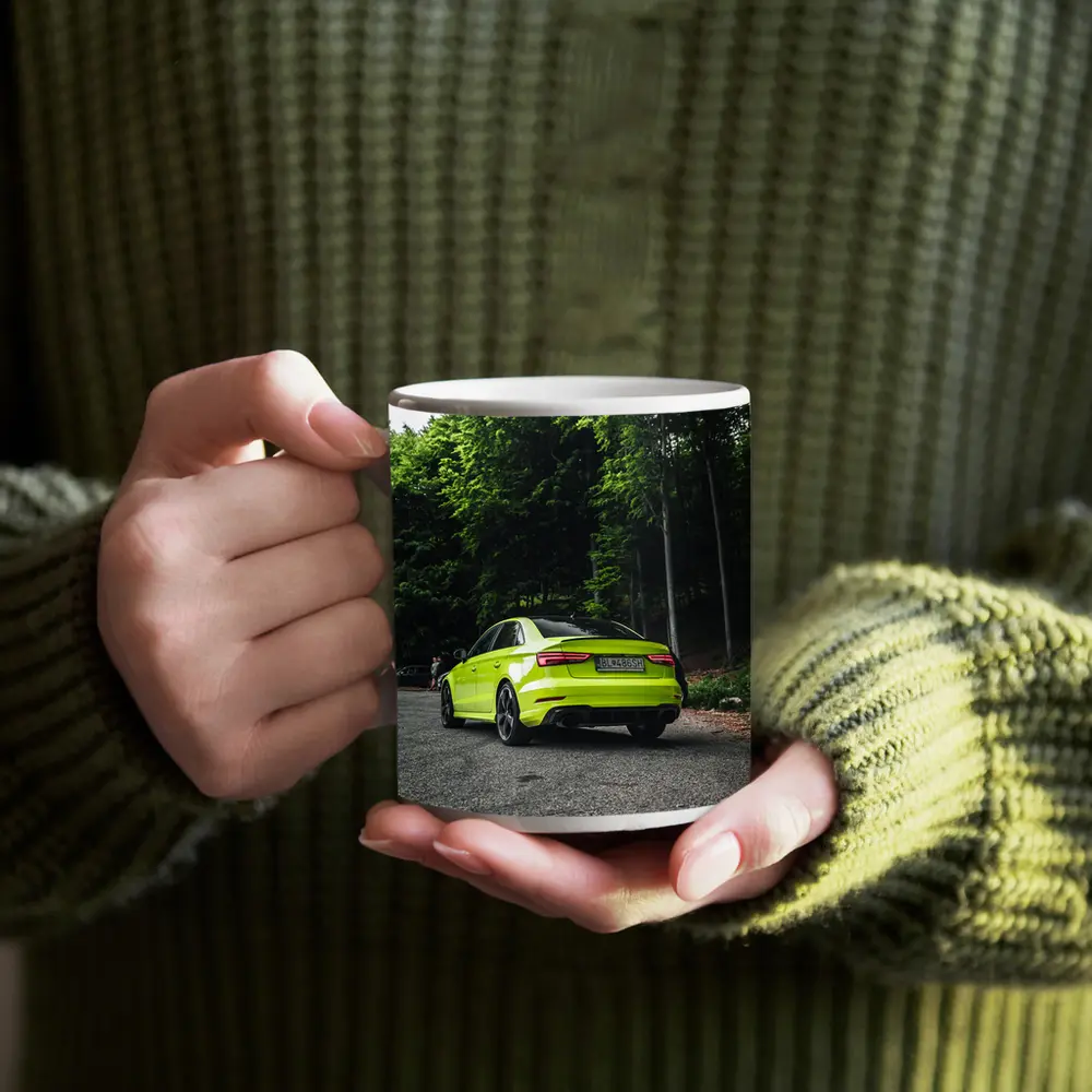 Audi RS3 Lime Green Forest Road Shot – Mugs