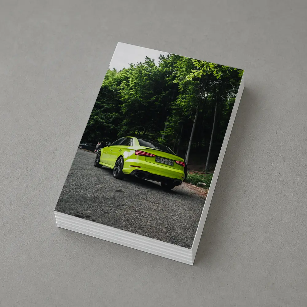 Audi RS3 Lime Green Forest Road Shot – Postcards