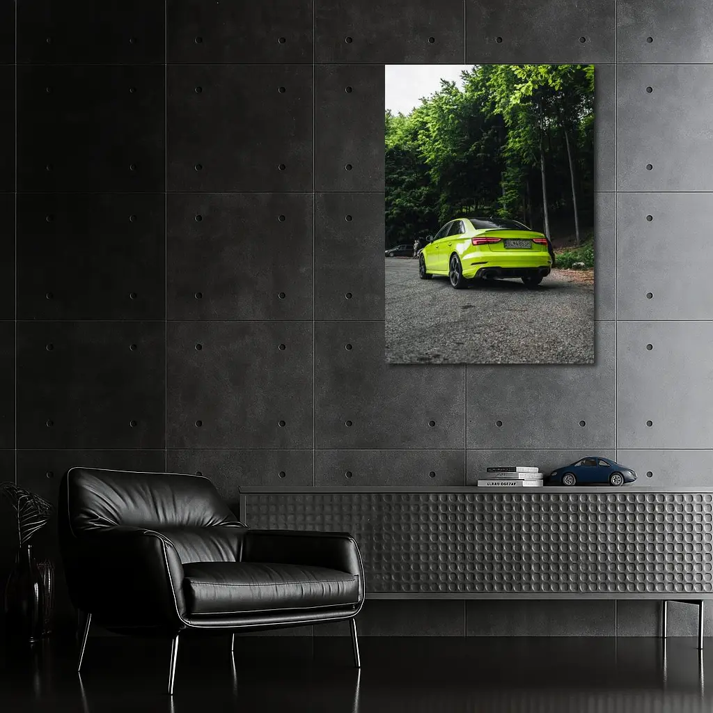 Audi RS3 Lime Green Forest Road Shot – Wall Art