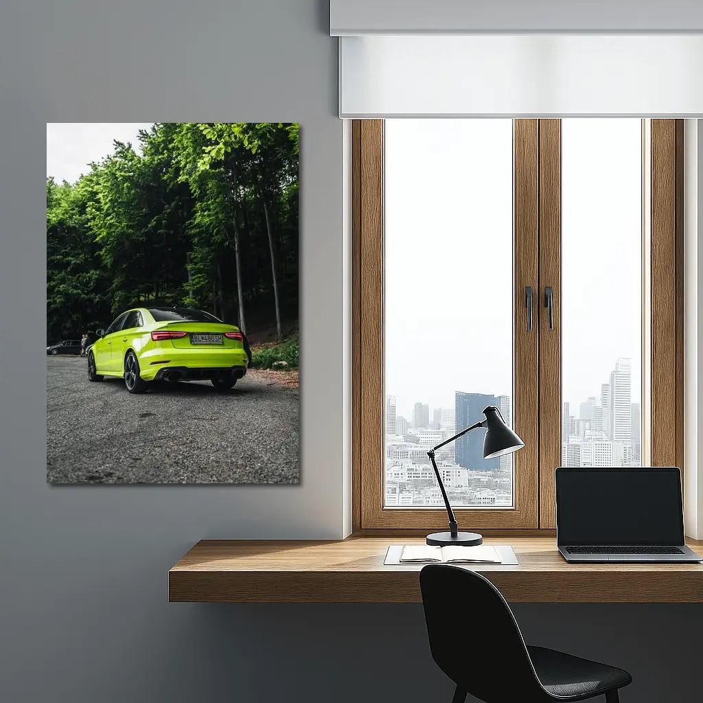 Audi RS3 Lime Green Forest Road Shot – Wall Art
