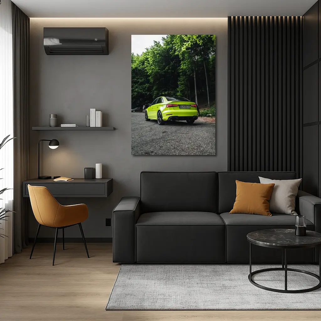 Audi RS3 Lime Green Forest Road Shot – Wall Art
