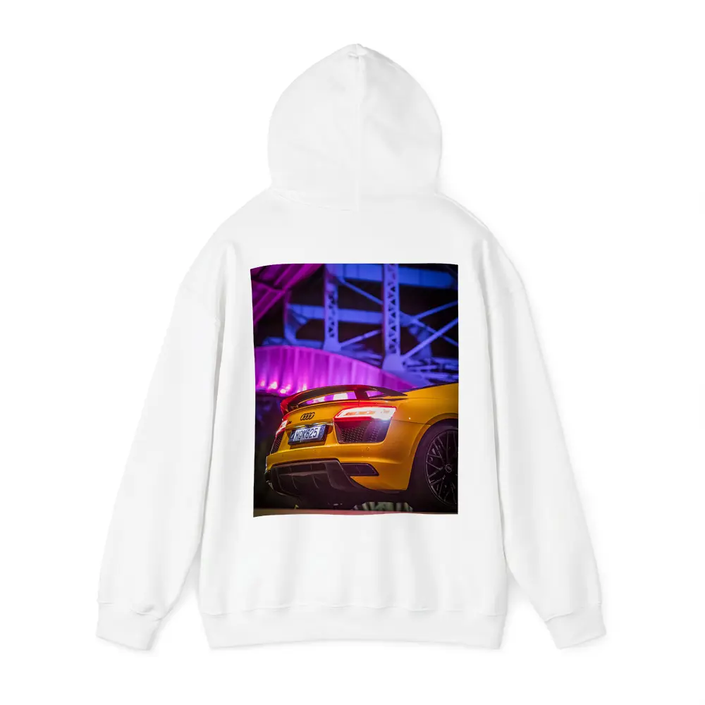 Audi R8 Yellow Supercar Night Industrial Background – Hoodies
