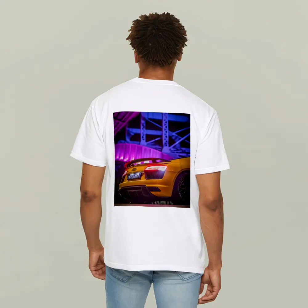 Audi R8 Yellow Supercar Night Industrial Background – T-Shirts