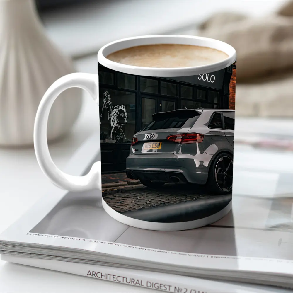 Audi RS3 Gray Rear Street Scene – Mugs