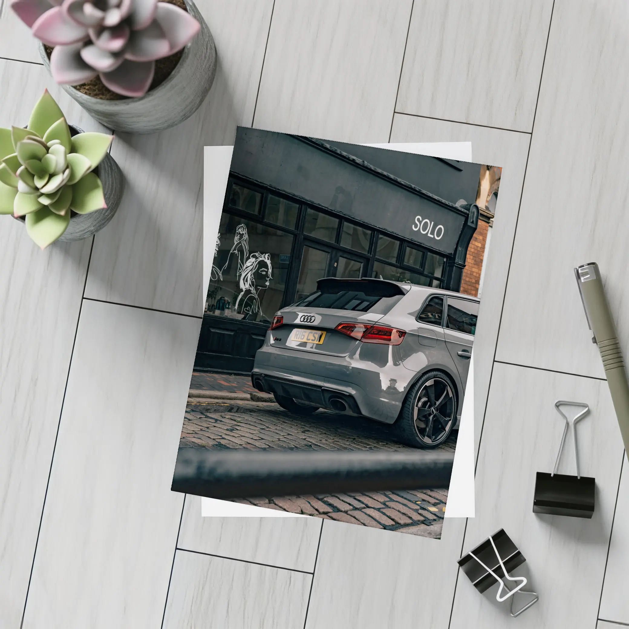 Audi RS3 Gray Rear Street Scene – Postcards