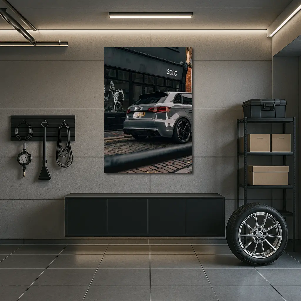 Audi RS3 Gray Rear Street Scene – Wall Art