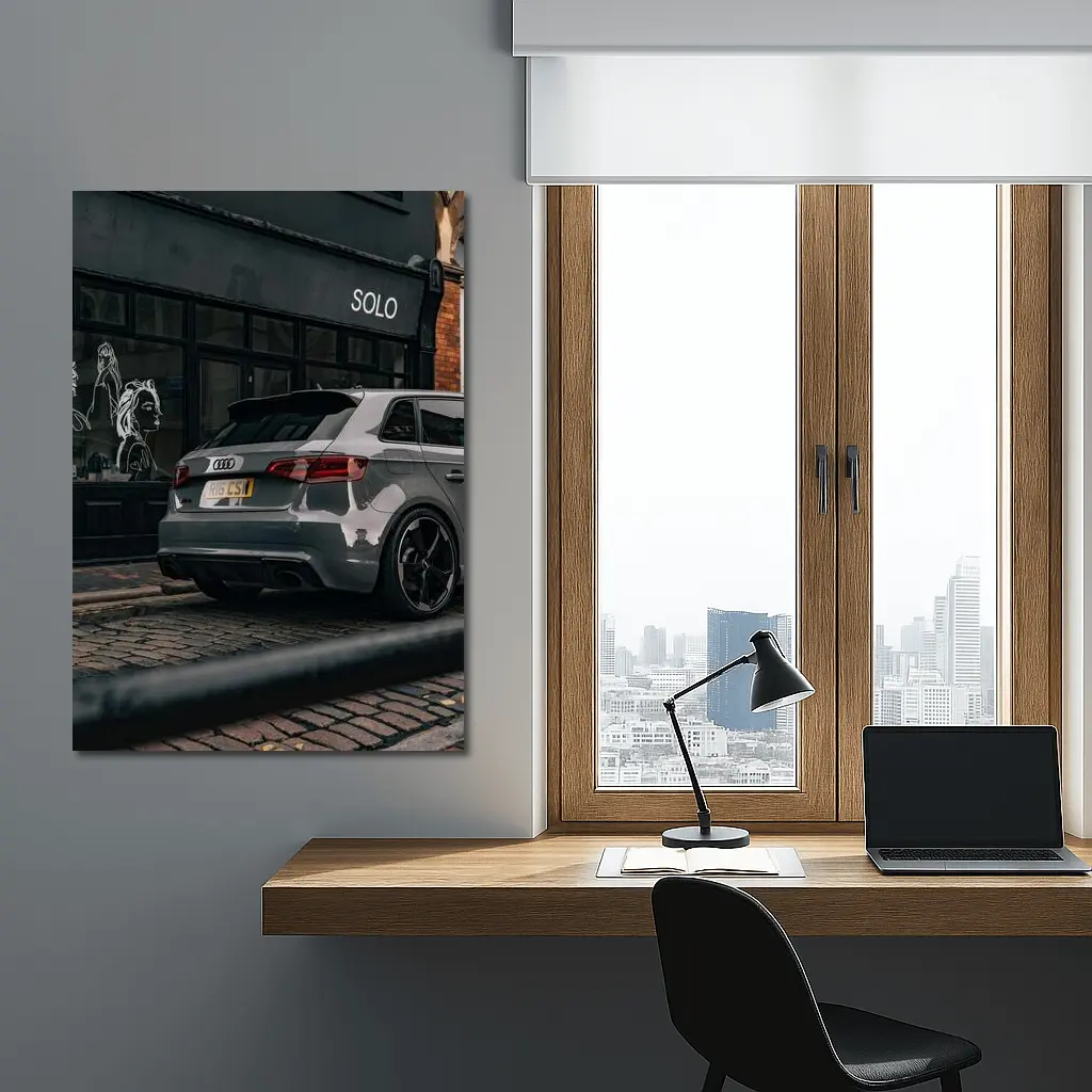 Audi RS3 Gray Rear Street Scene – Wall Art