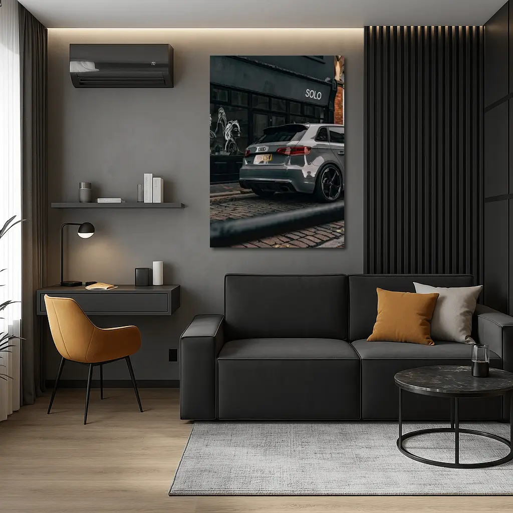 Audi RS3 Gray Rear Street Scene – Wall Art