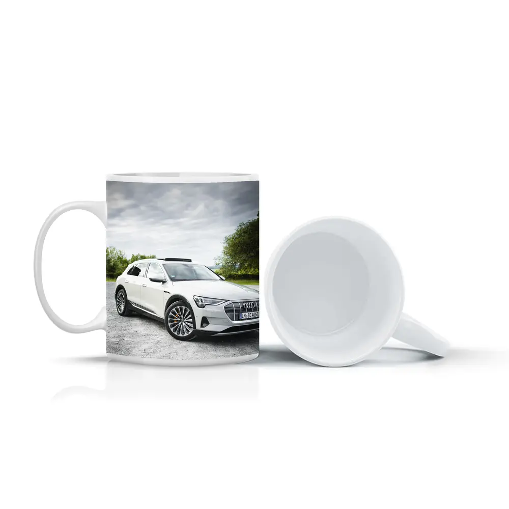 Audi E-Tron White SUV Cloudy Outdoor Setting – Mugs