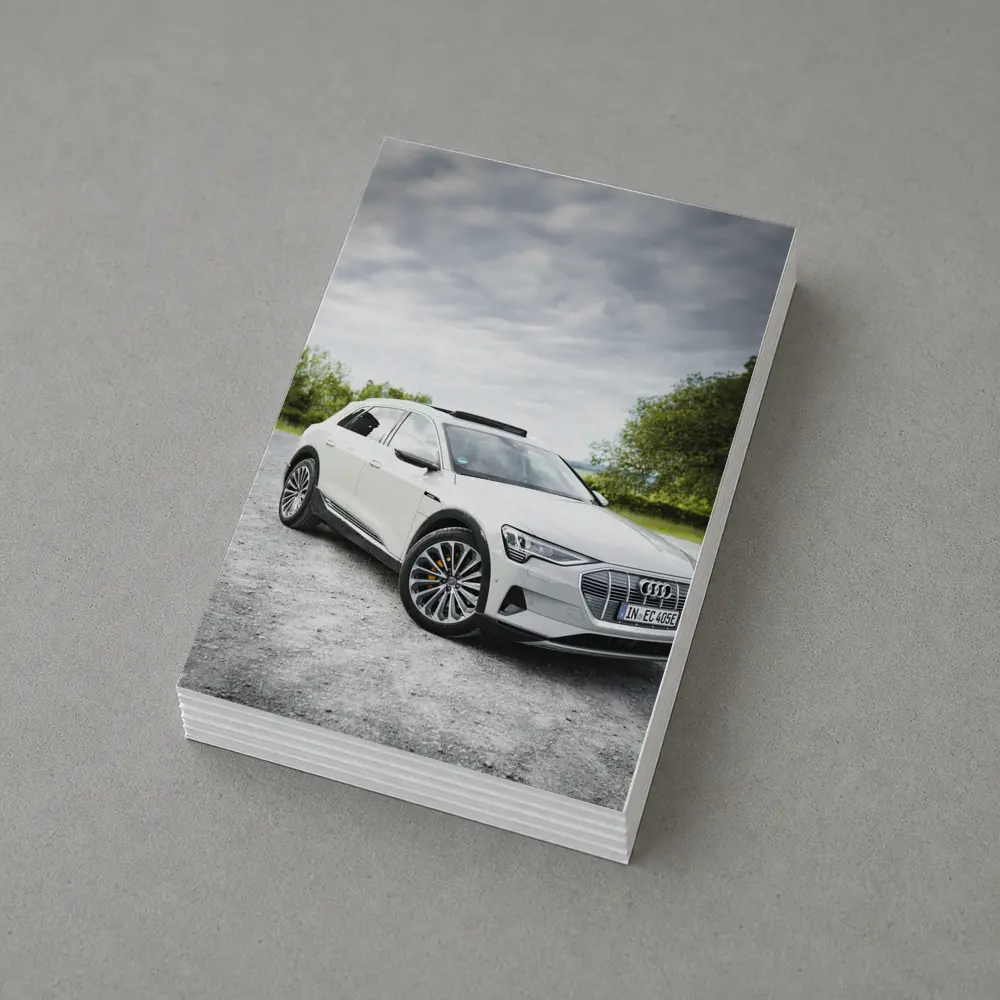 Audi E-Tron White SUV Cloudy Outdoor Setting – Postcards