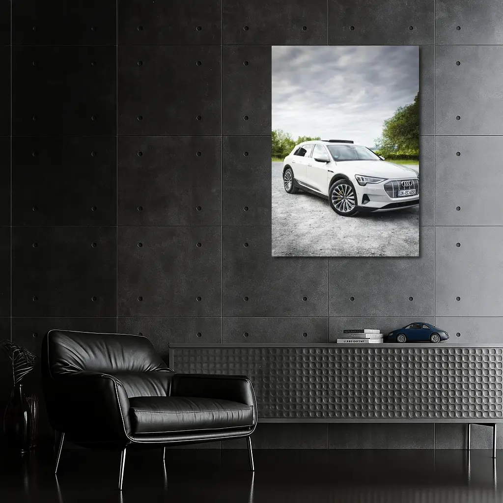 Audi E-Tron White SUV Cloudy Outdoor Setting – Wall Art