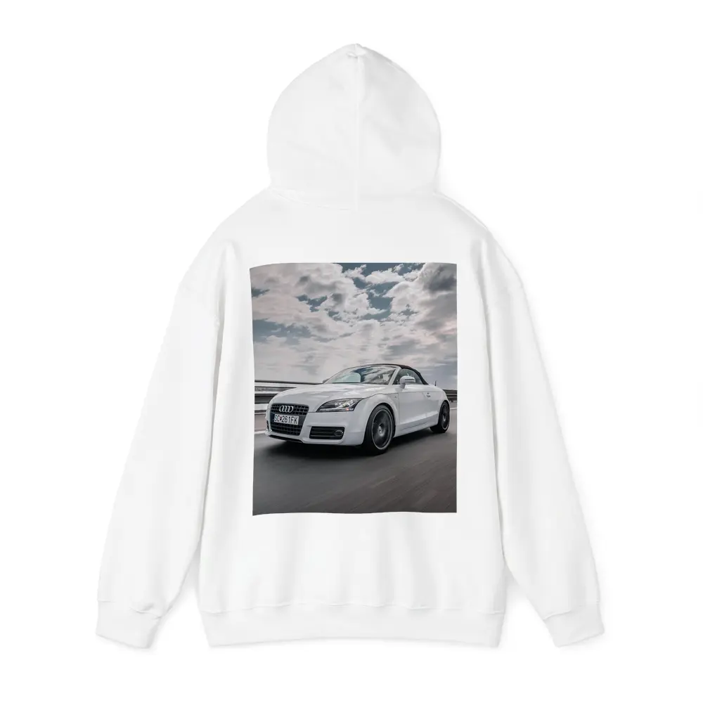 Audi TT Roadster White On Open Road – Hoodies
