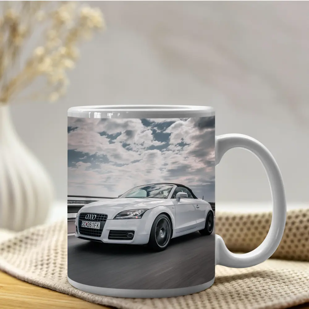 Audi TT Roadster White On Open Road – Mugs