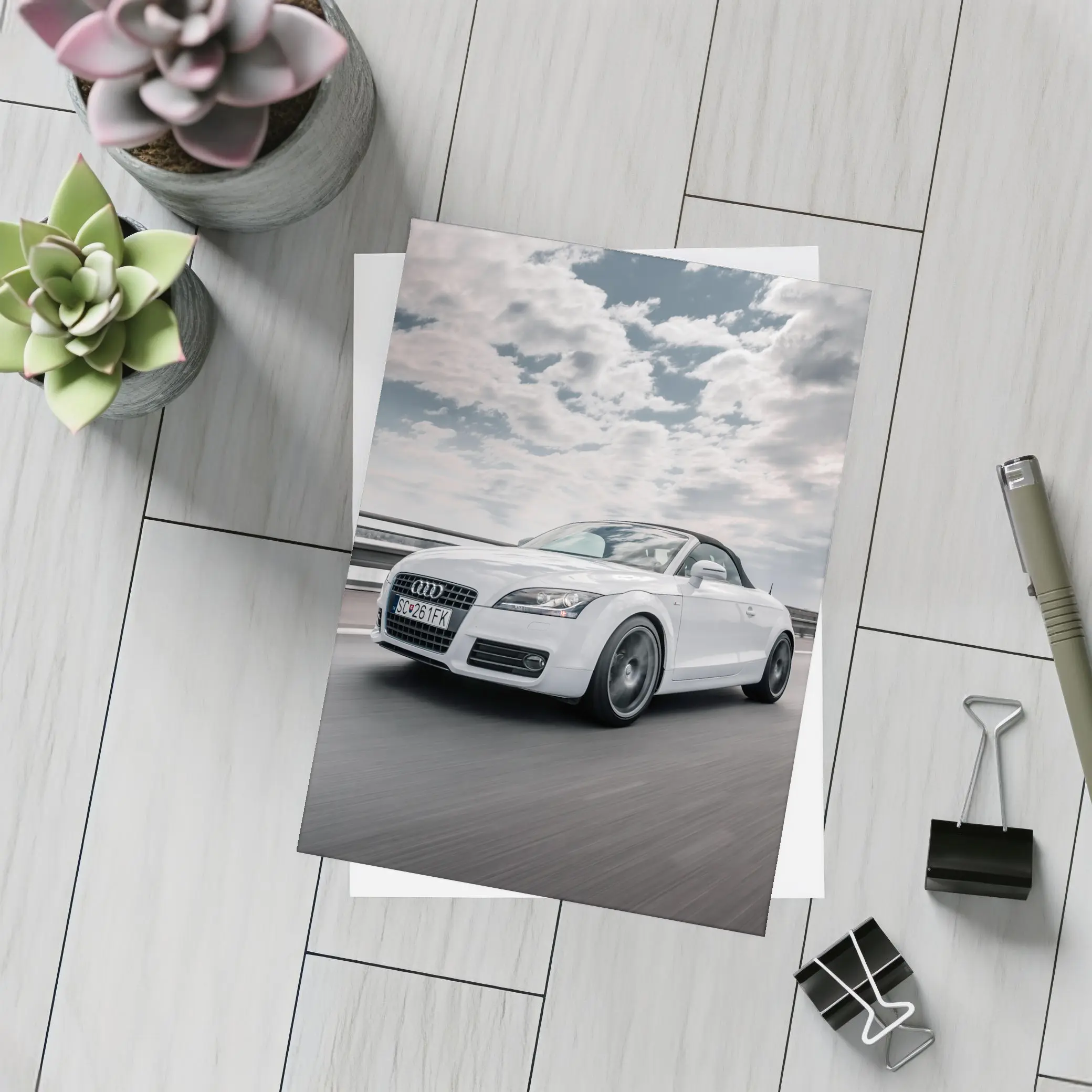Audi TT Roadster White On Open Road – Postcards
