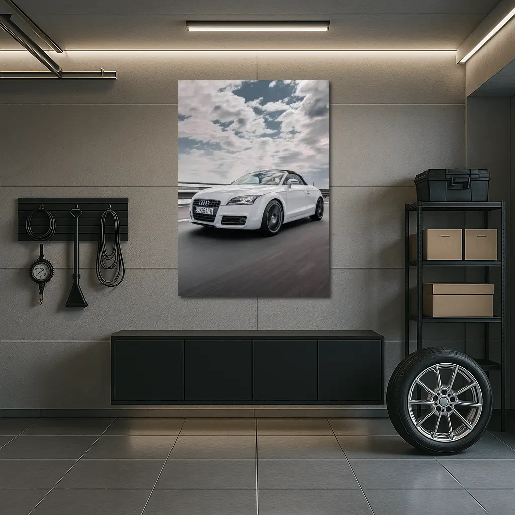 Audi TT Roadster White On Open Road – Wall Art