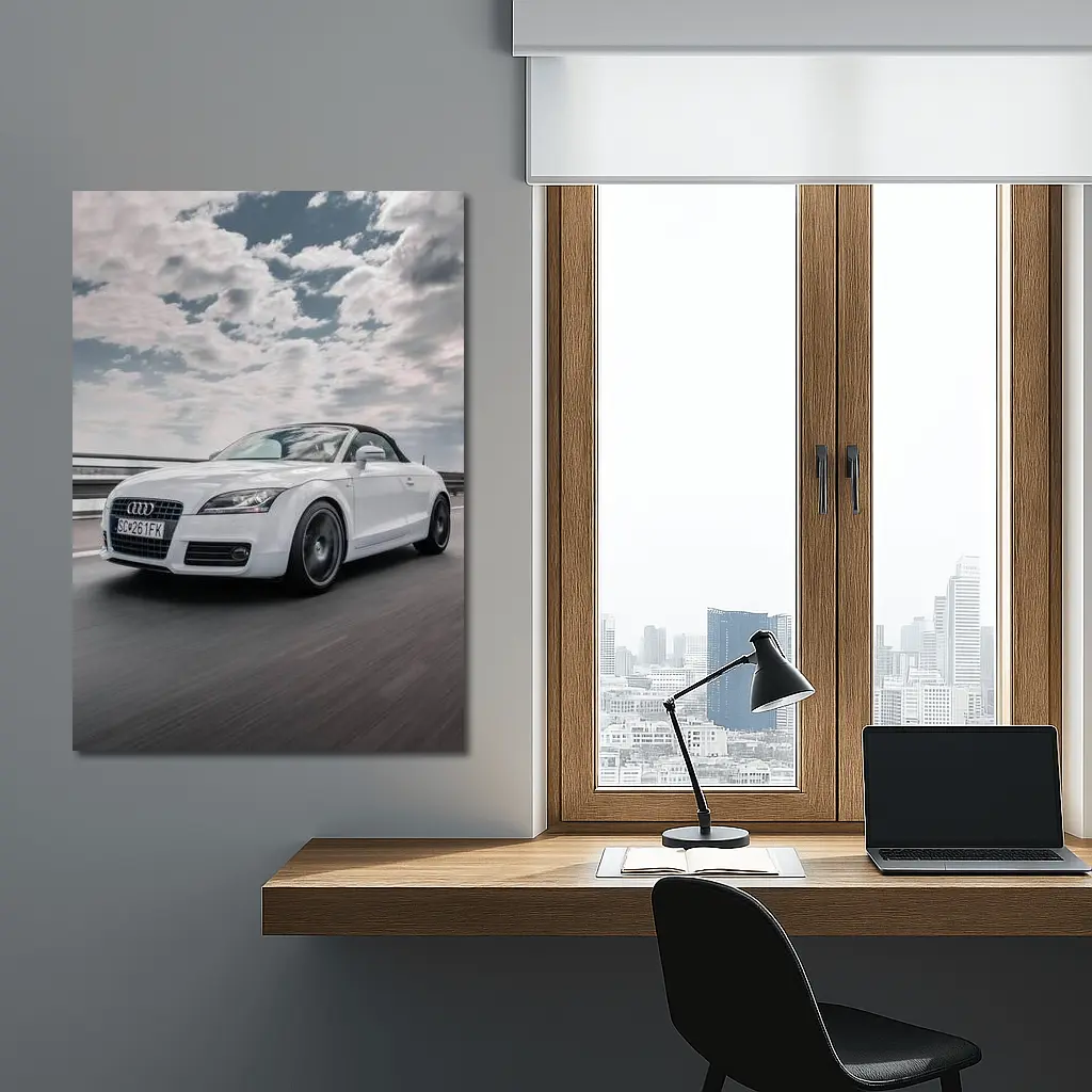 Audi TT Roadster White On Open Road – Wall Art