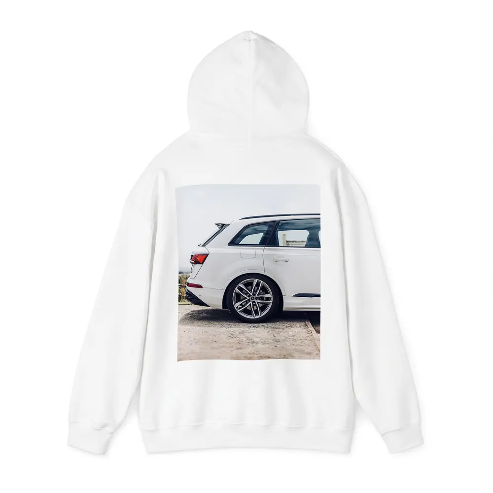 Audi Q7 White SUV Rear Side View – Hoodies