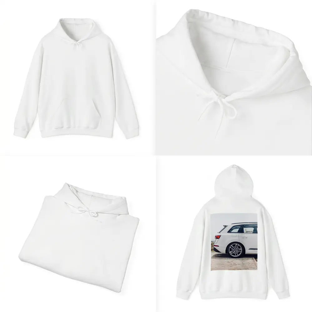 Audi Q7 White SUV Rear Side View – Hoodies