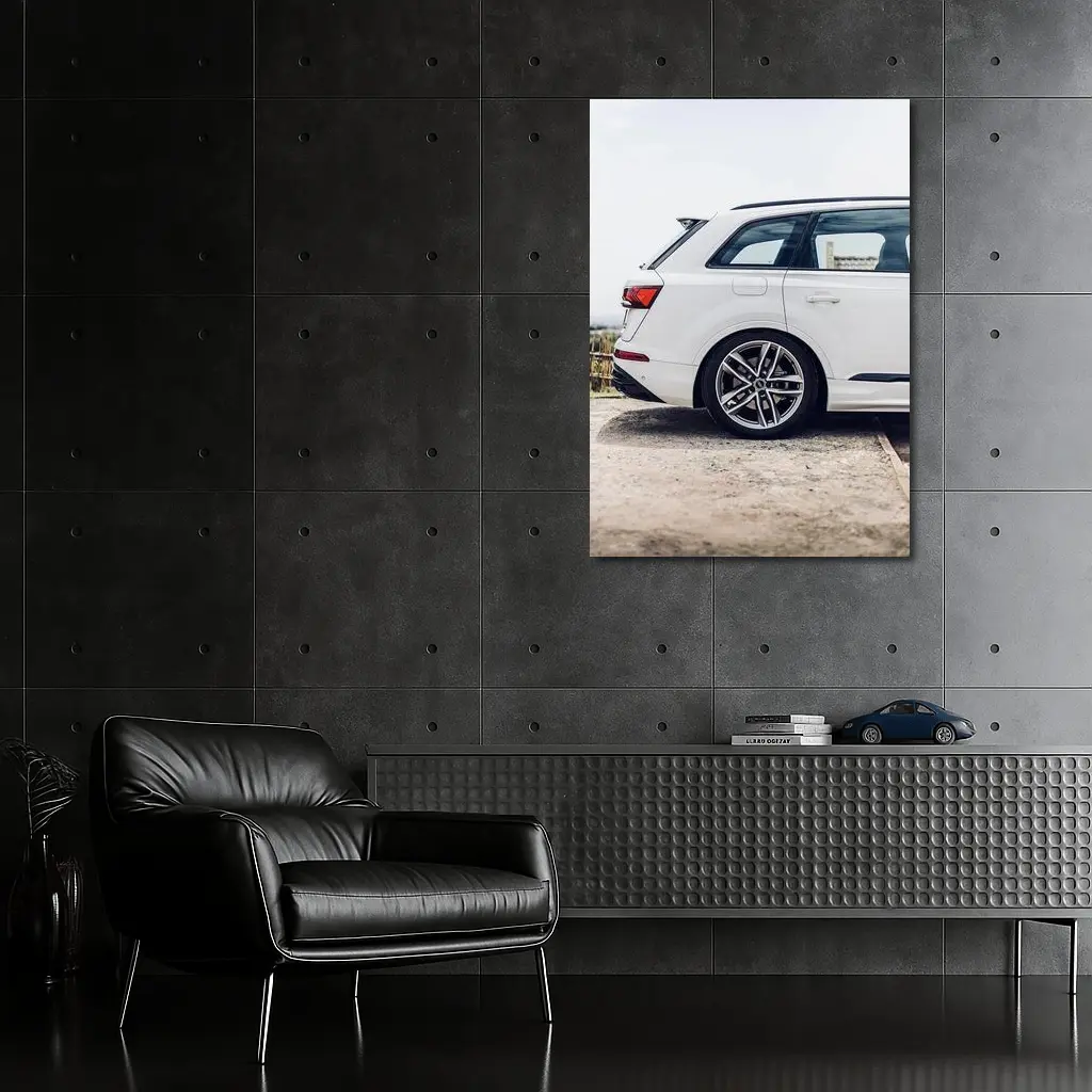 Audi Q7 White SUV Rear Side View – Wall Art