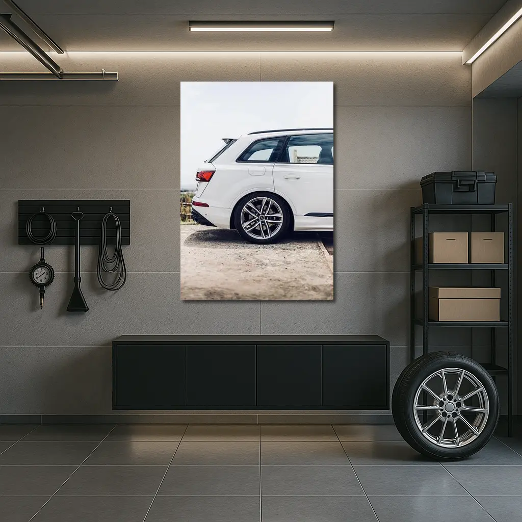 Audi Q7 White SUV Rear Side View – Wall Art