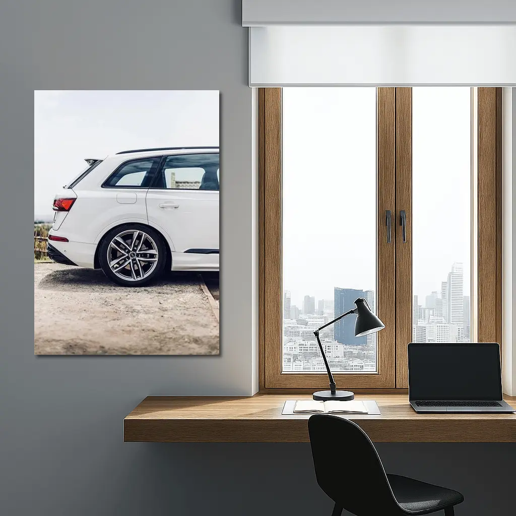 Audi Q7 White SUV Rear Side View – Wall Art